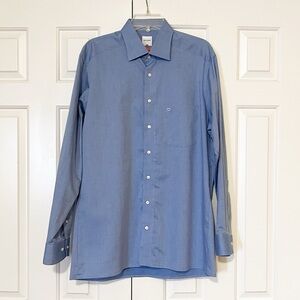 OLYMP Luxor Men’s Dress Shirt Blue Button Down 16.5 / 42 100% Cotton Long Sleeve
